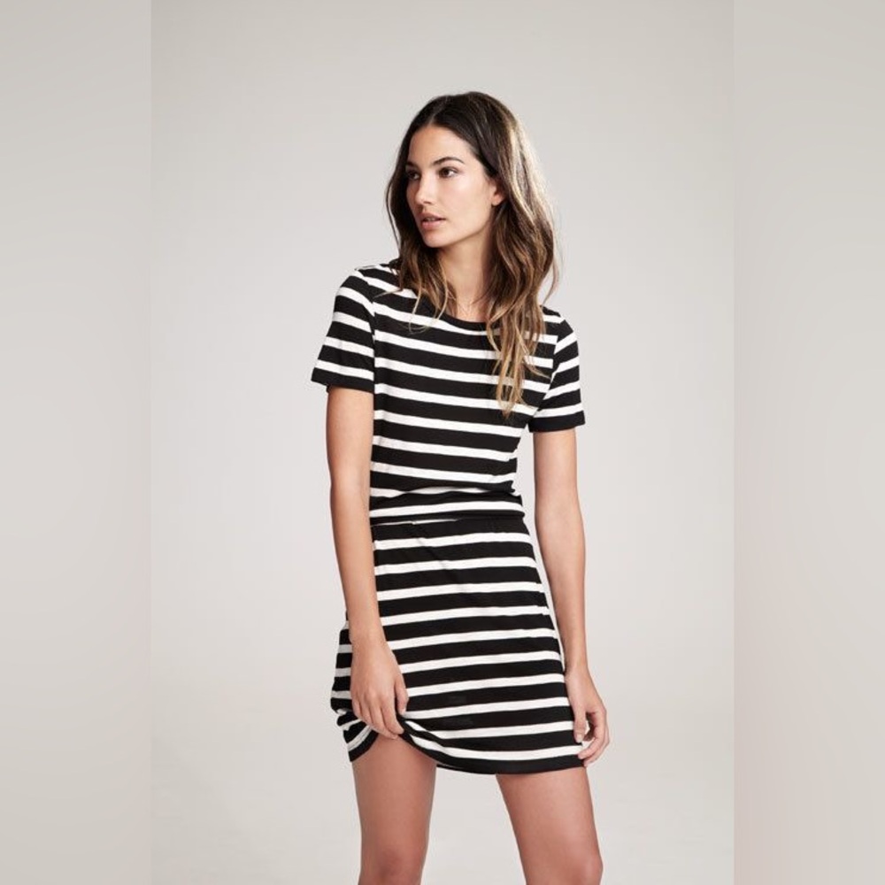 lily aldridge x velvet dress black and white striped Revolve